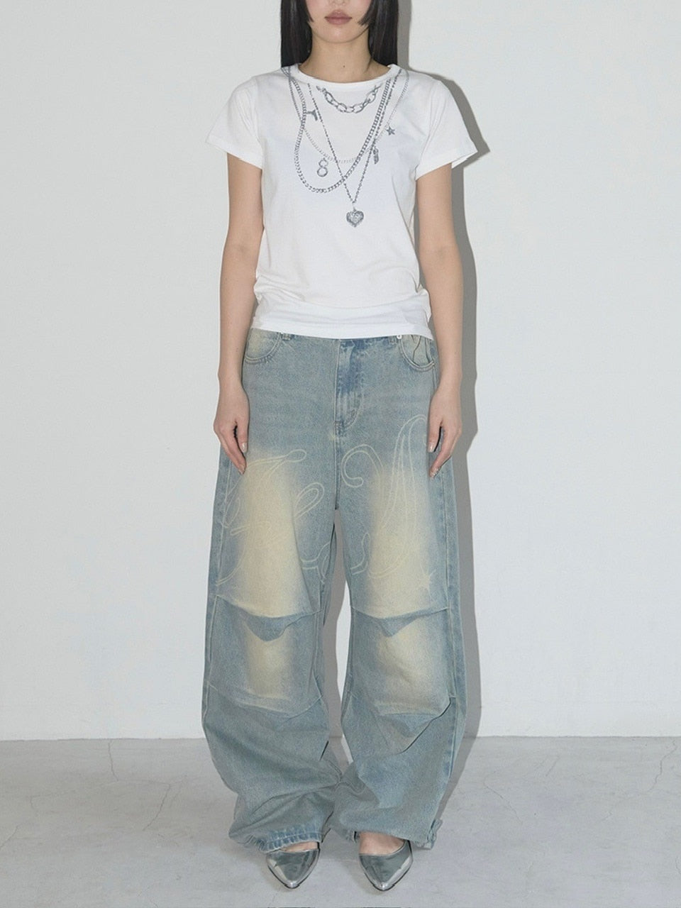 【FANCY CLUB】DUAL CHARM NECKLACE TEE / 【ファンシークラブ】チャームネックレスプリント半袖Tシャツ