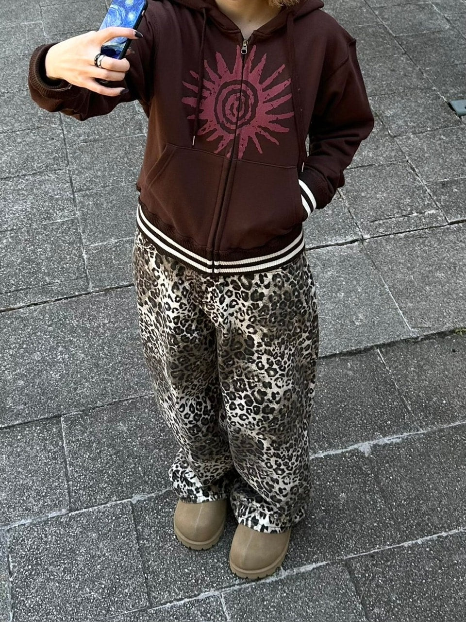 受注制【Chikashitsu +】leopard wide cotton pants (2color) / 【チカシツプラス】レオパードコットンワイドパンツデニムパンツ