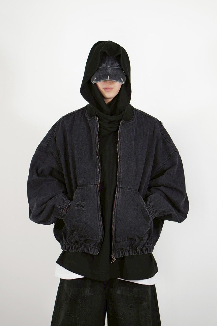 【Chikashitsu +】denim flight bomber jacket (2color)