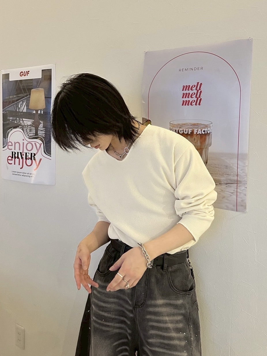 【LUV CODE】v neck rib knit (3color)