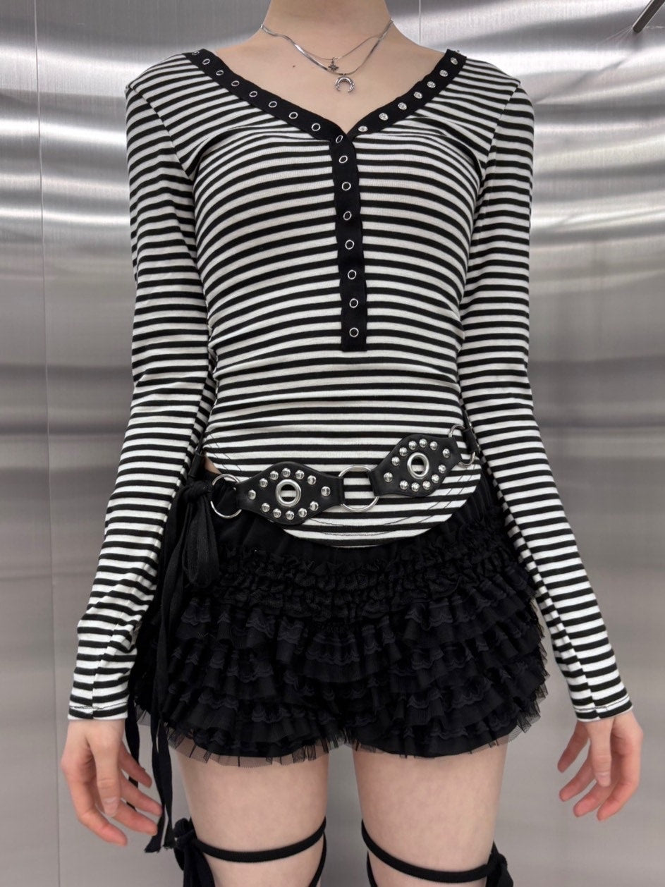 受注制【nmtc +】border snap long sleeve (2color)