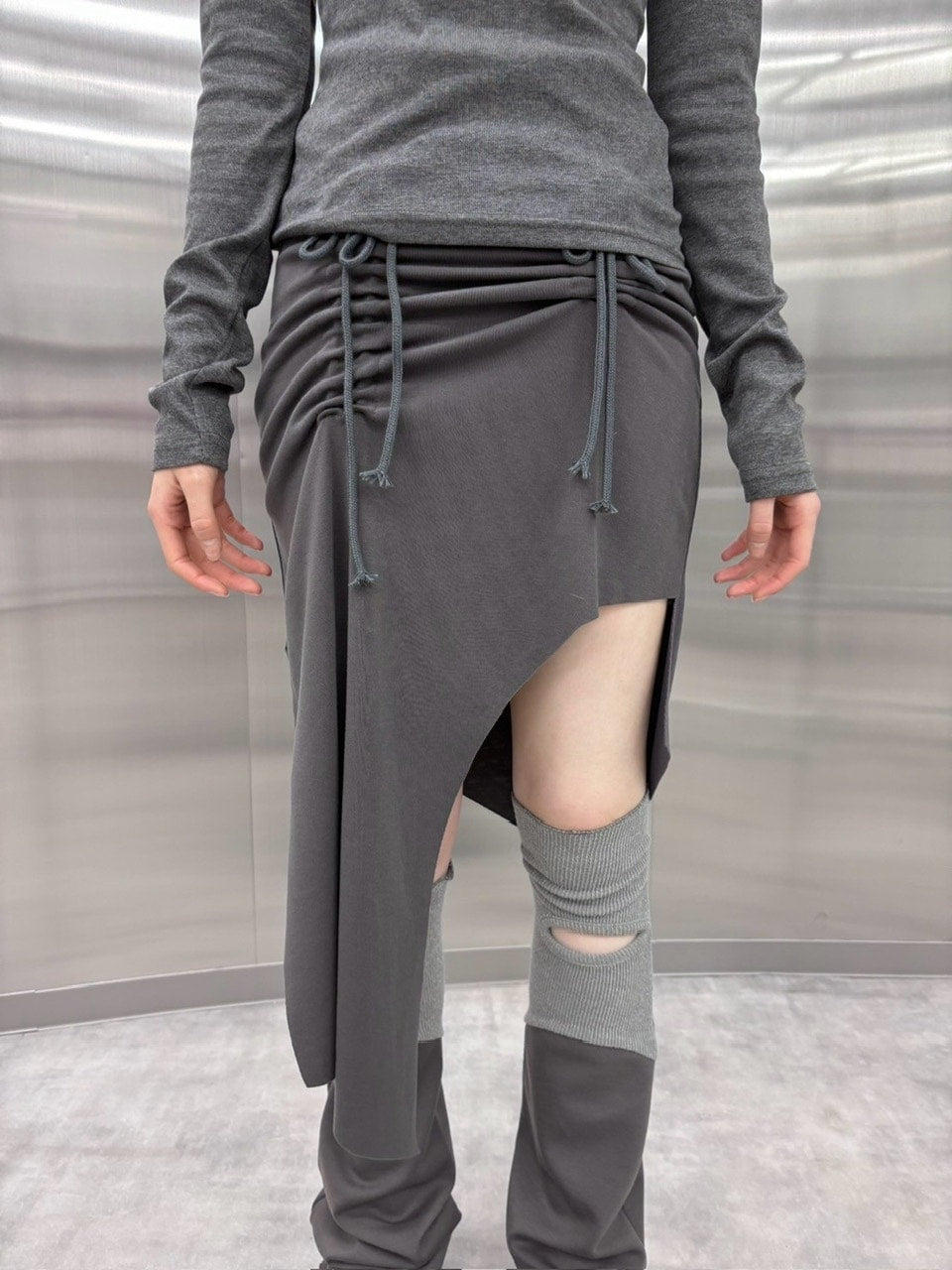 受注制【nmtc +】slit gather long skirt (2color)