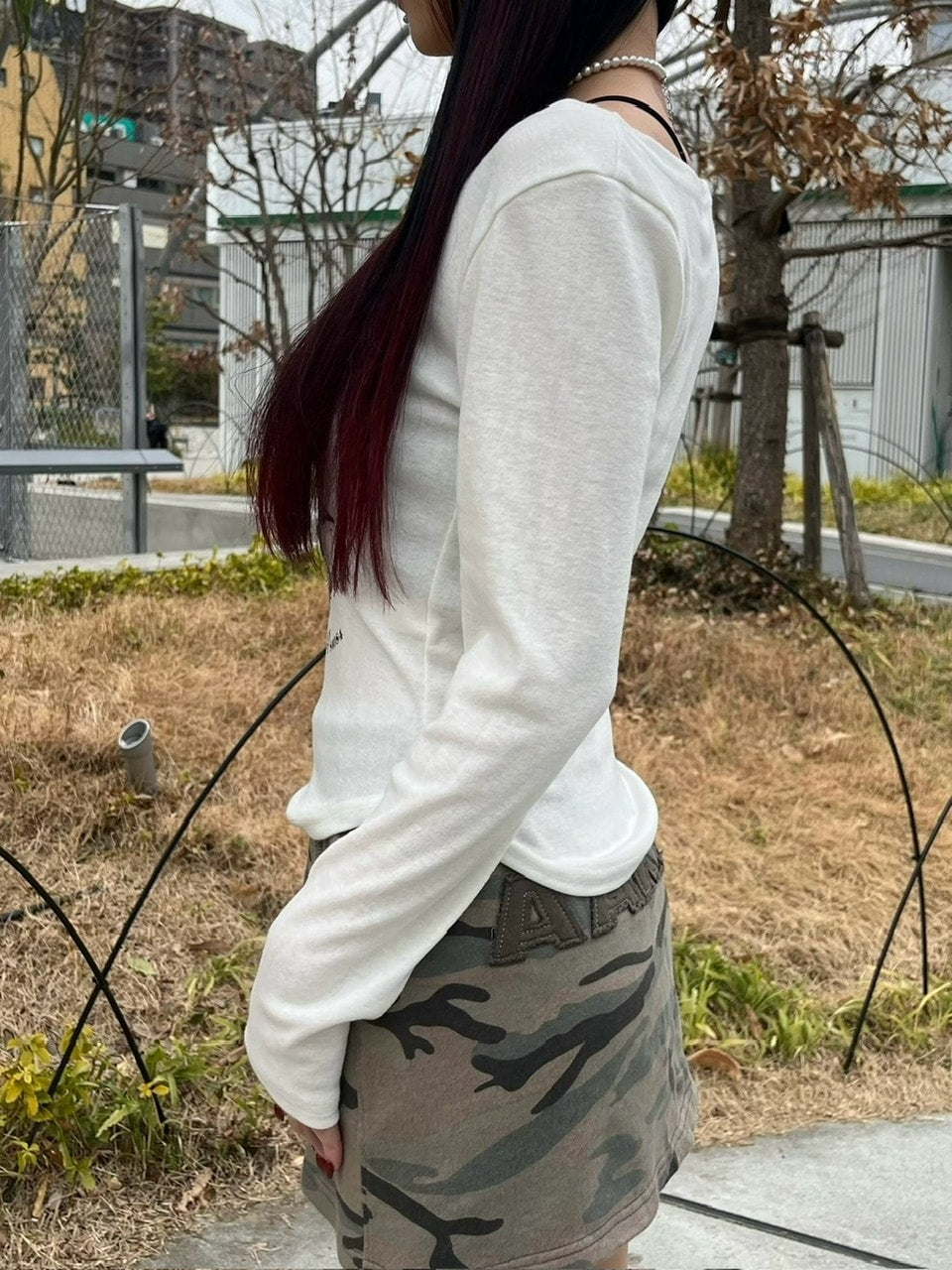 【Never mind the XU】v neck vintage print long sleeve tee (3color) / 【ネバーマインドザエックスユー】Vネックヴィンテージプリント長袖Tシャツ