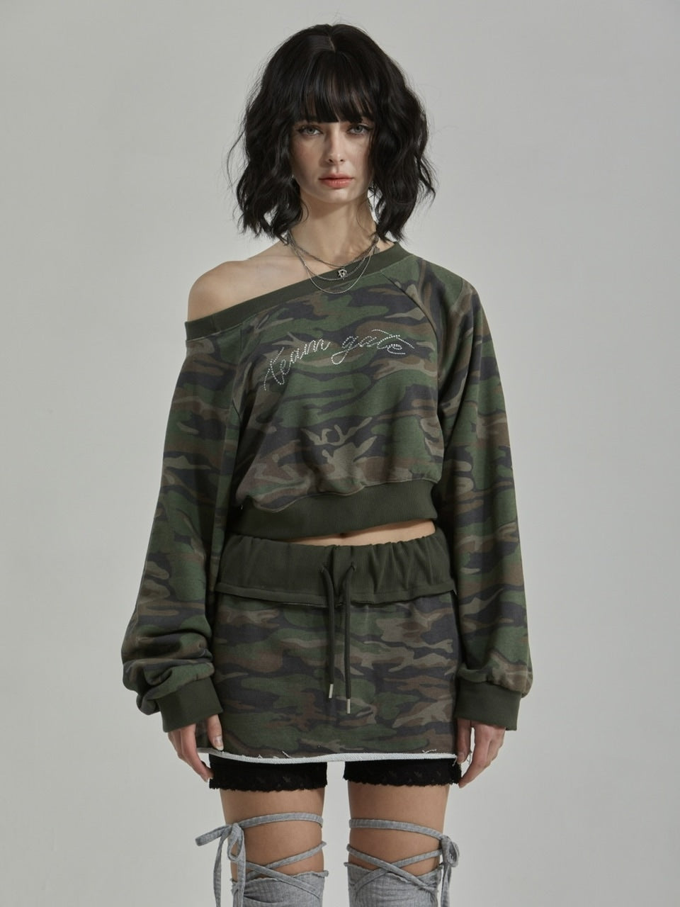 【GATELESS】CAMOUFLAGE MINI SKIRT PANTS