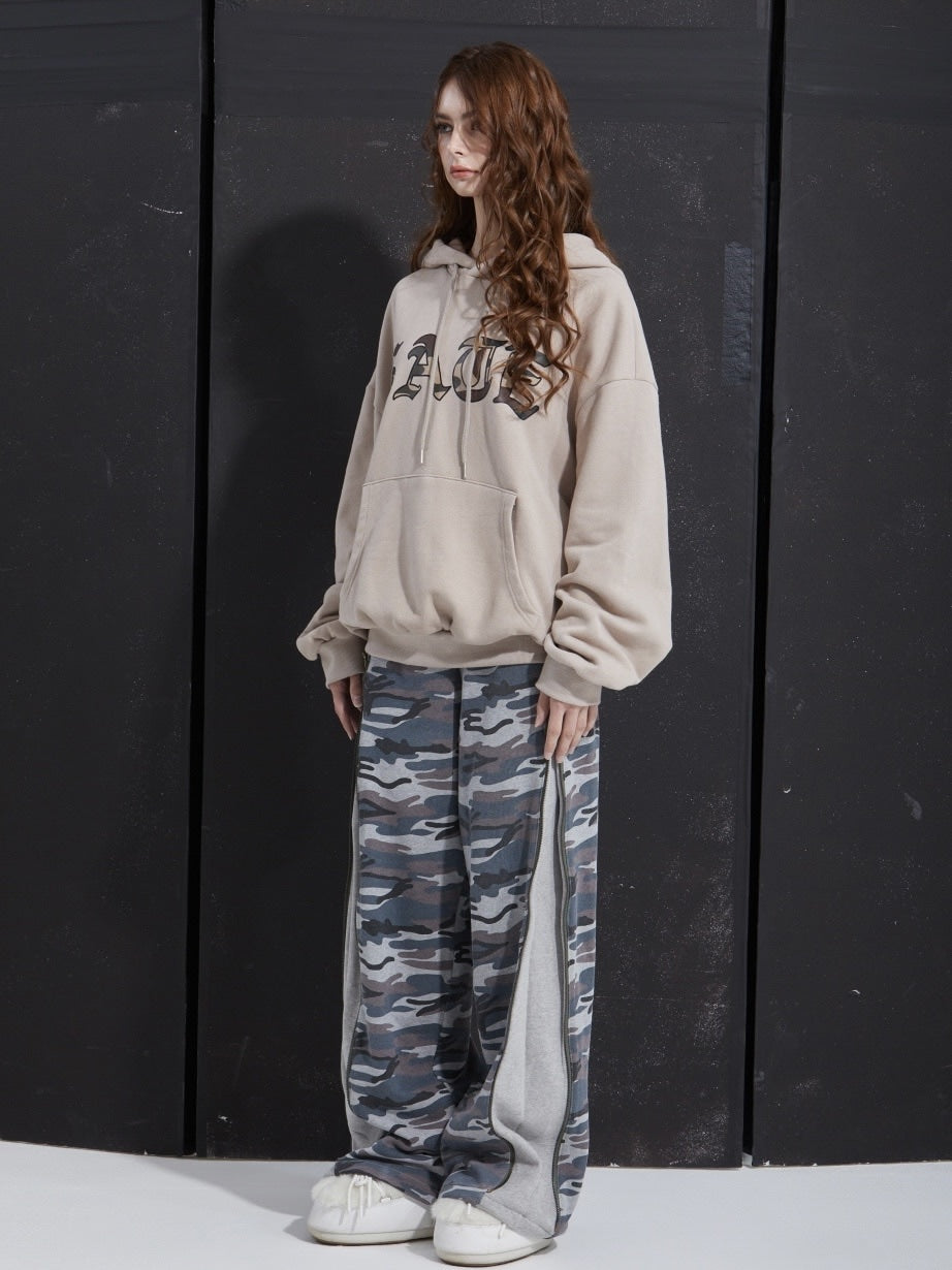 【GATELESS】SIDE ZIP CAMOUFLAGE SWEAT PANTS