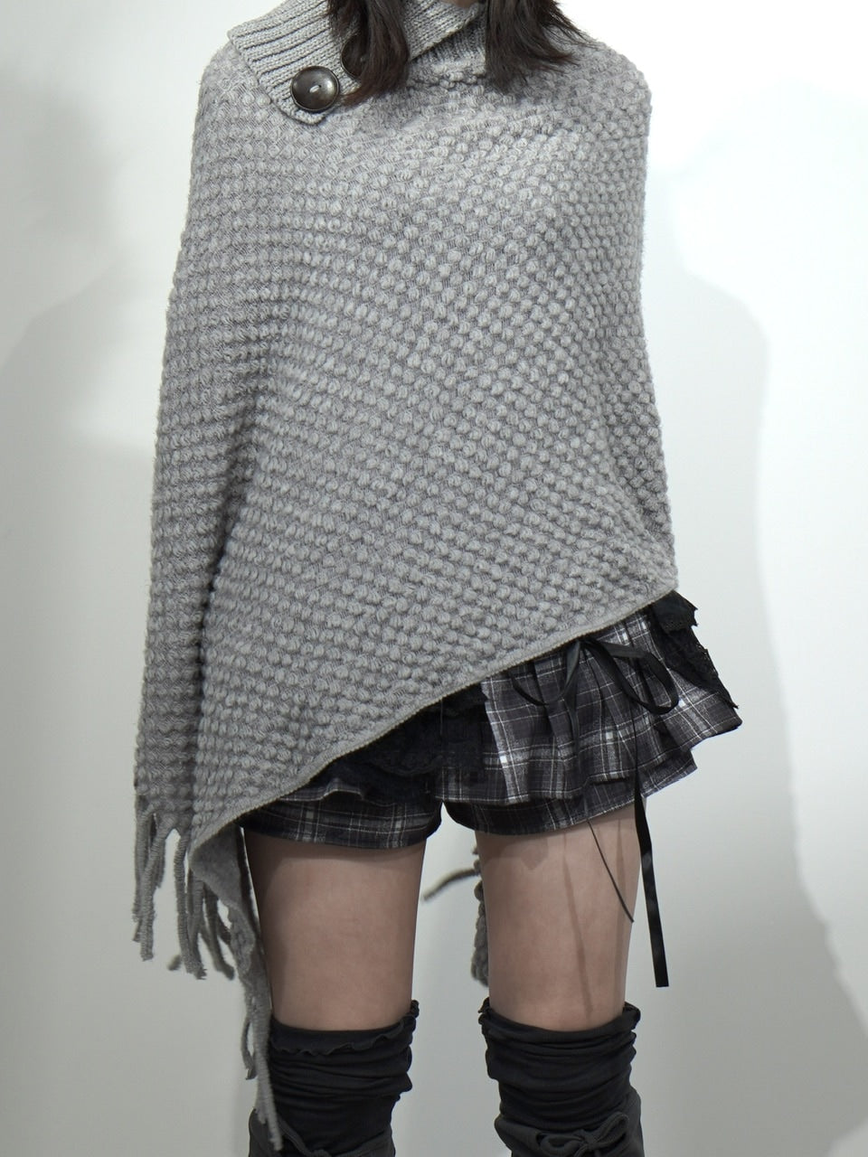 国際配送【Nerd out XU】check slit skirt pants / 【ナードアウトエックスユー】チェックスリットミニスカートパンツ