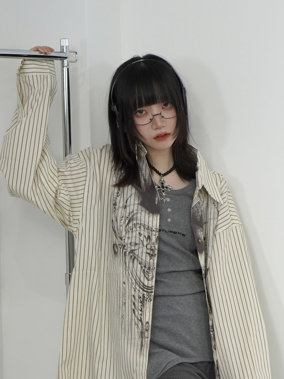 国際配送【Nerd out XU】under rim eye wear (2color) / 【ナードアウトエックスユー】アンダーフレームリムレスメガネ