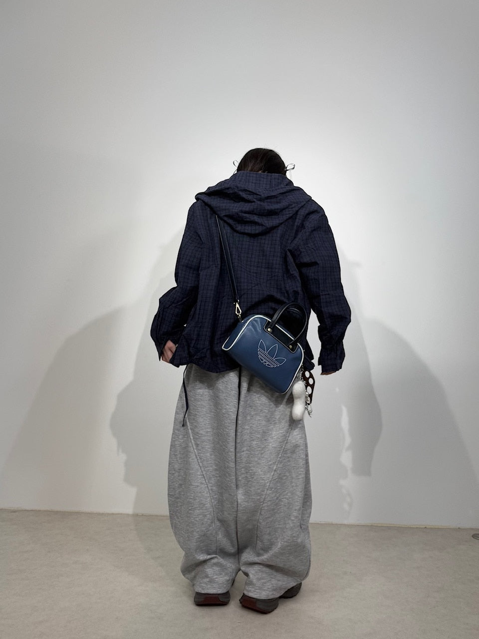 国際配送【Nerd out XU】blue check hoodie shirt