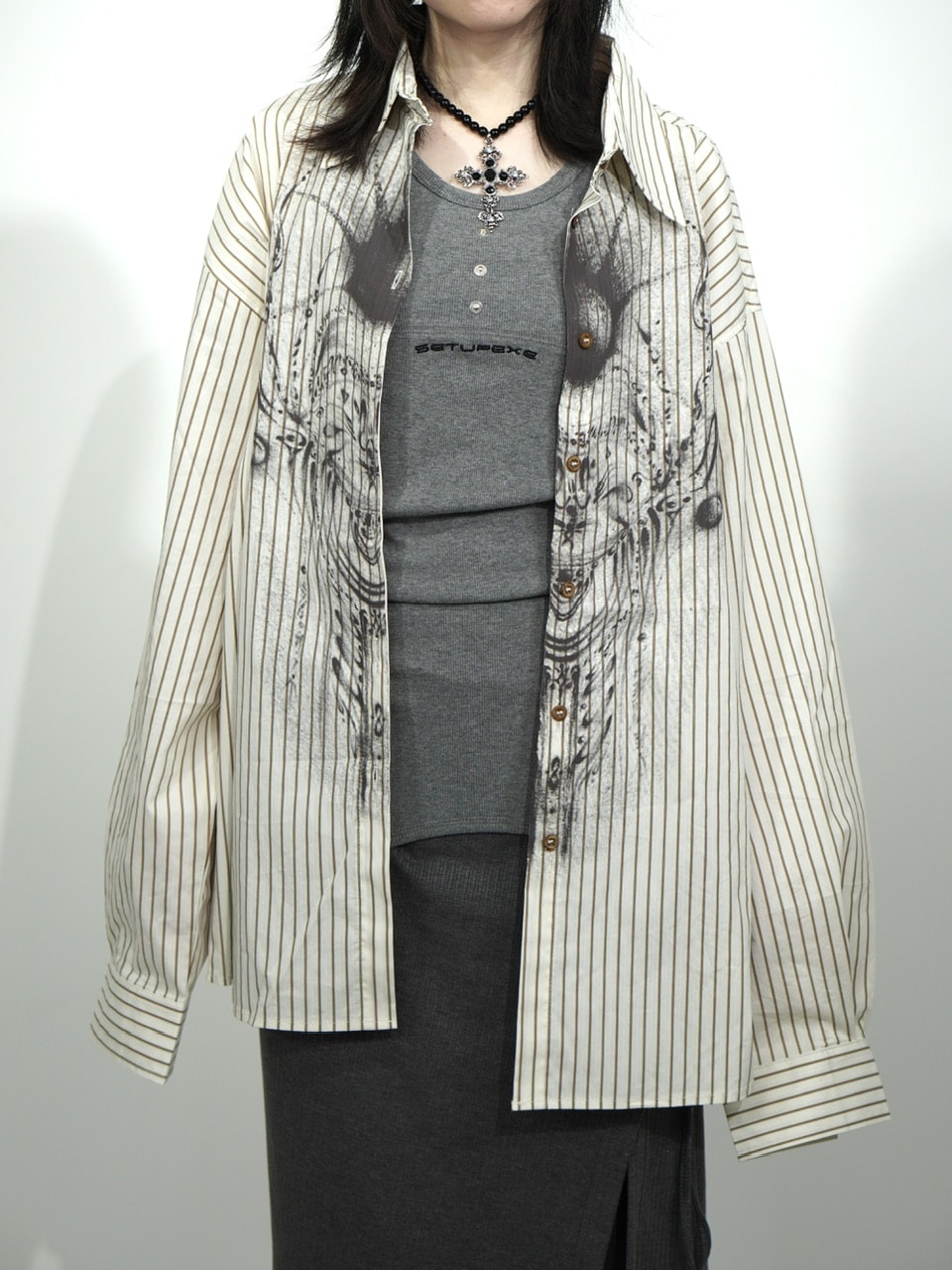 国際配送【Nerd out XU】Chaos stripe shirt