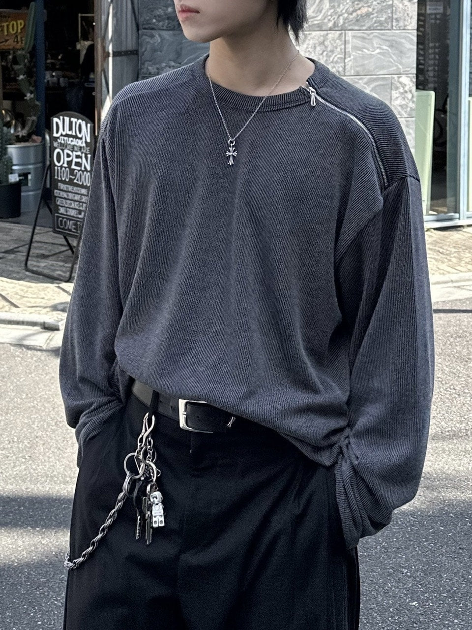 大阪店WEB限定【Chikashitsu +】shoulder zip long sleeve (2color)