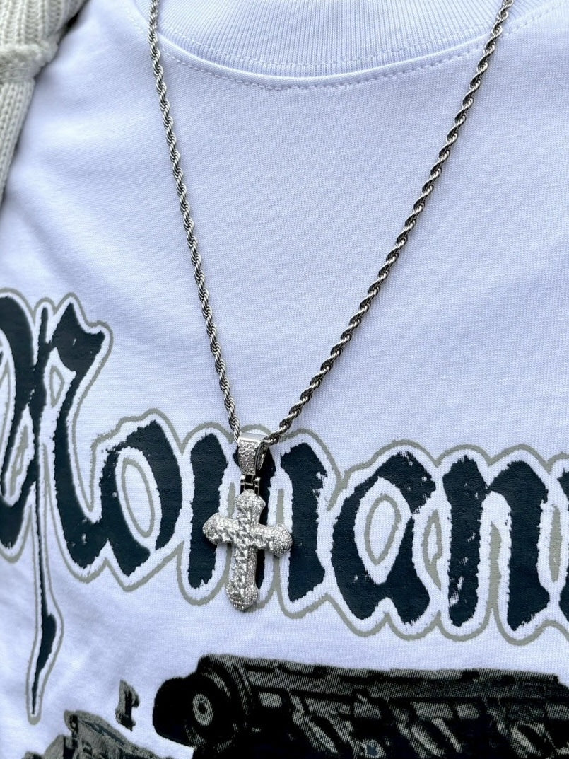 受注制【nmtc +】zirconia cross necklace (2color)