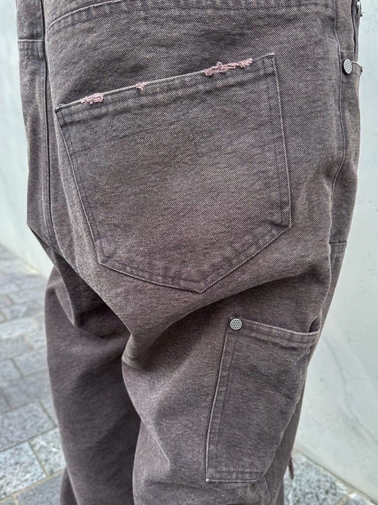 【BEBOF】DOUBLE KNEE DAMAGE FLARE DENIM PANTS