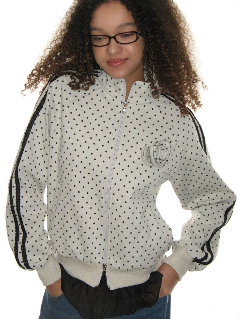 【CRANK】ROSE DOT TRACK JACKET / 【クランク】ローズドットダブルジップトラックジャケット