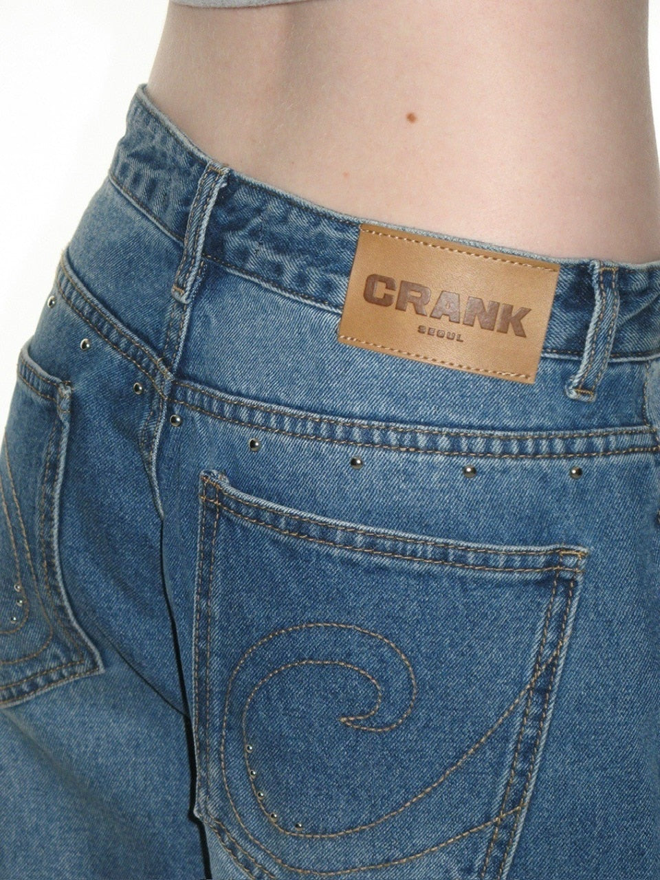 【CRANK】STUD WIDE JEANS