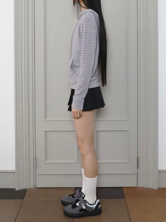 【Uglyshadow】US STRIPED HOOD ZIP UP