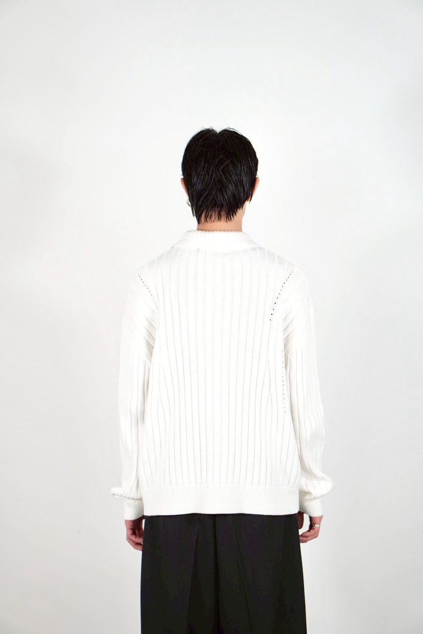 【Chikashitsu +】rivet zip up knit (2color)