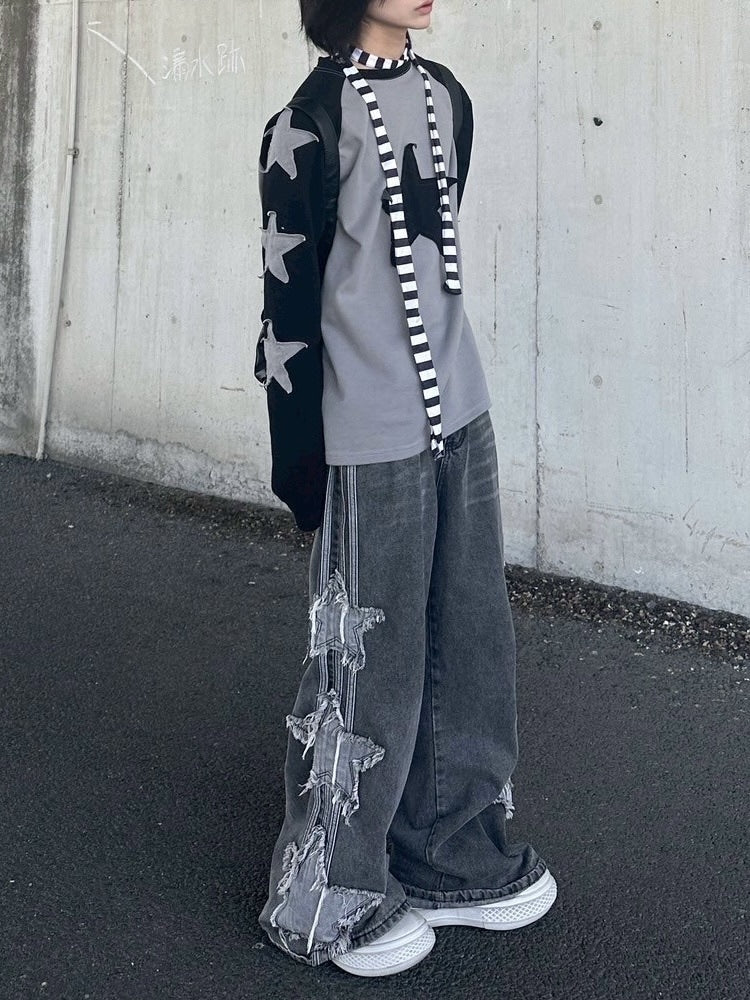 国際配送【LUV CODE】star design denim pants
