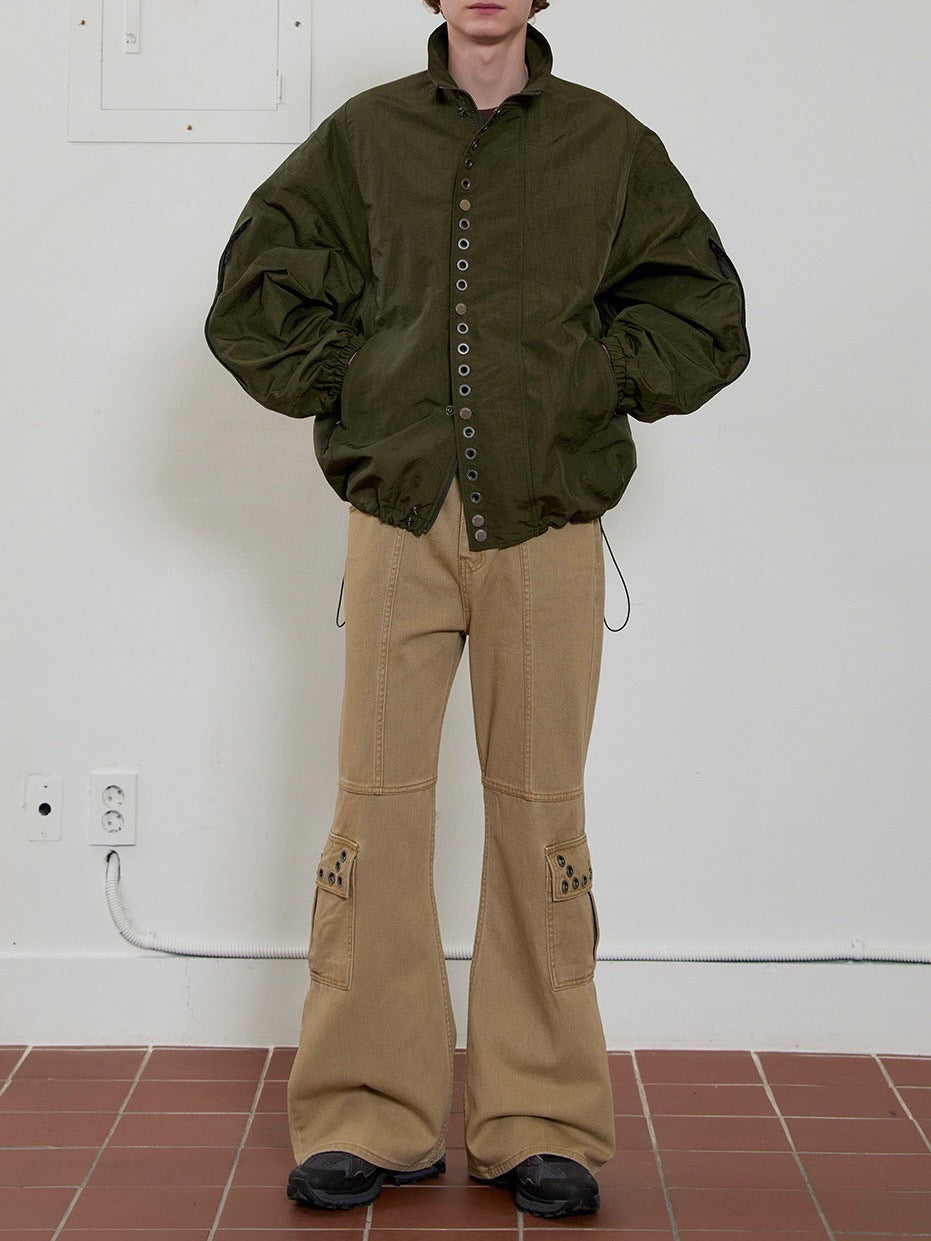 【ESC STUDIO】eyelet denim bootcut pants / 【イーエスシースタジオ】アイレットブーツカットデニムパンツ