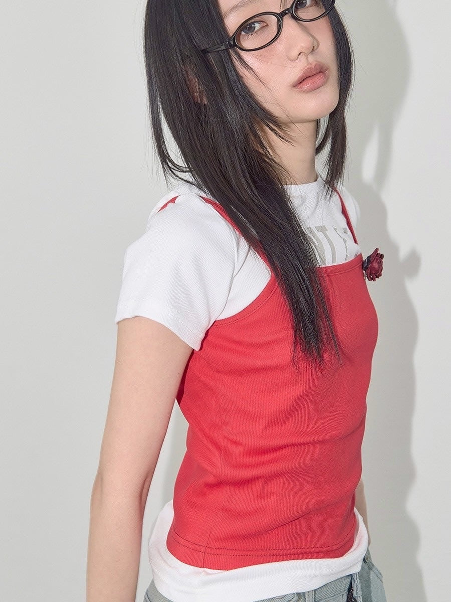 【FANCY CLUB】3-WAY LETTERING CORSAGE TEE