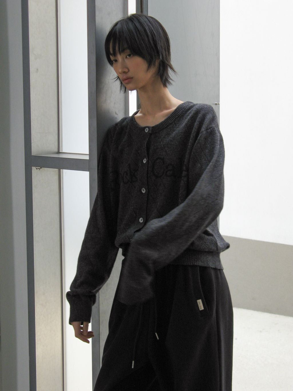 【ROCK CAKE】Argyle Punching Knit Cardigan