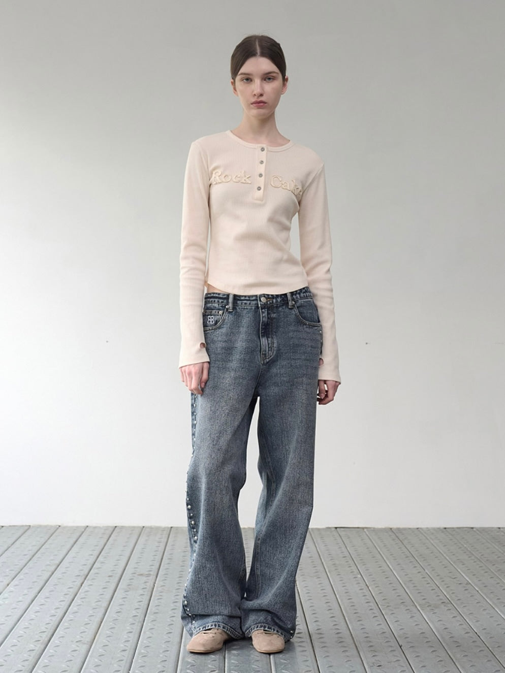 【ROCK CAKE】Studded Line Point Jeans