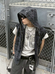 受注制【Never mind the XU】denim hood vest
