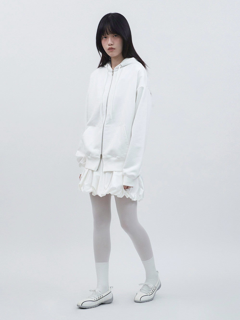 【TUOMIO】LACE UP HOOD ZIP-UP