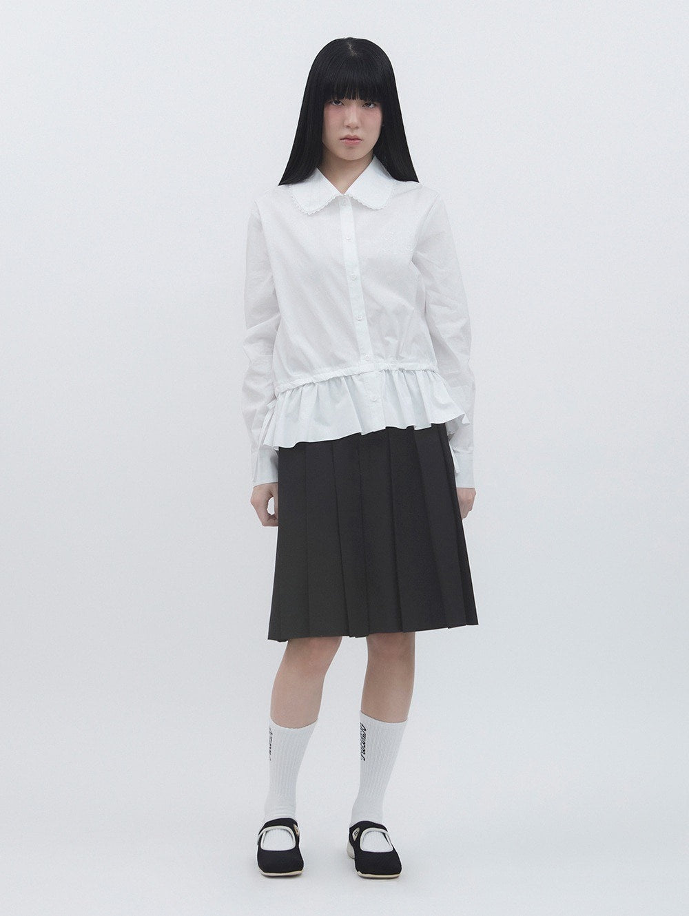 【TUOMIO】MIDI PLEATS RIBBON CULOTTES