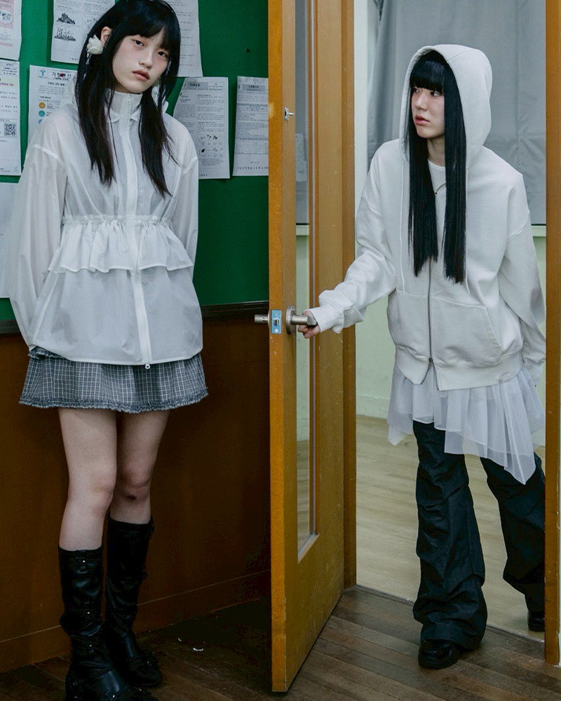 【TUOMIO】FRILL LAYERED HOOD JACKET