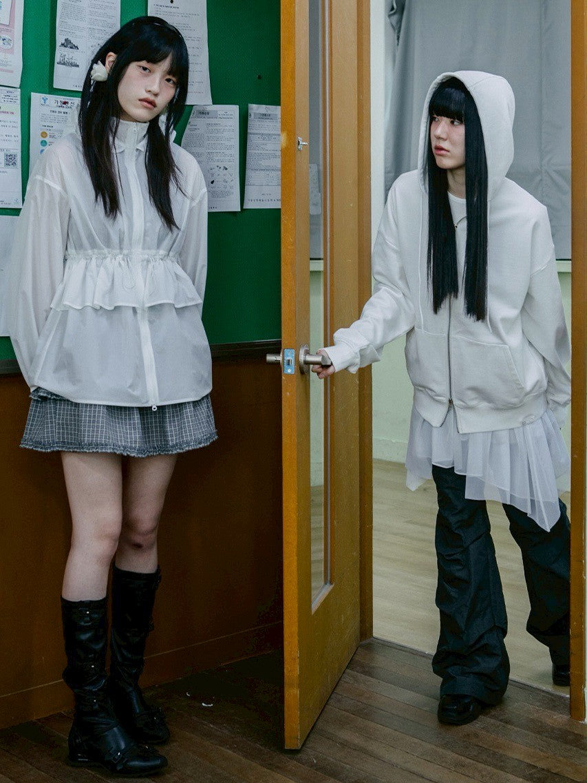 【TUOMIO】FRILL LAYERED HOOD JACKET