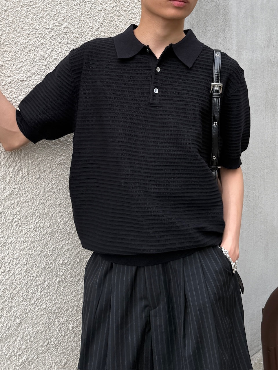 東京店WEB限定受注制【Chikashitsu +】Dry-Touch Rib Knit Polo