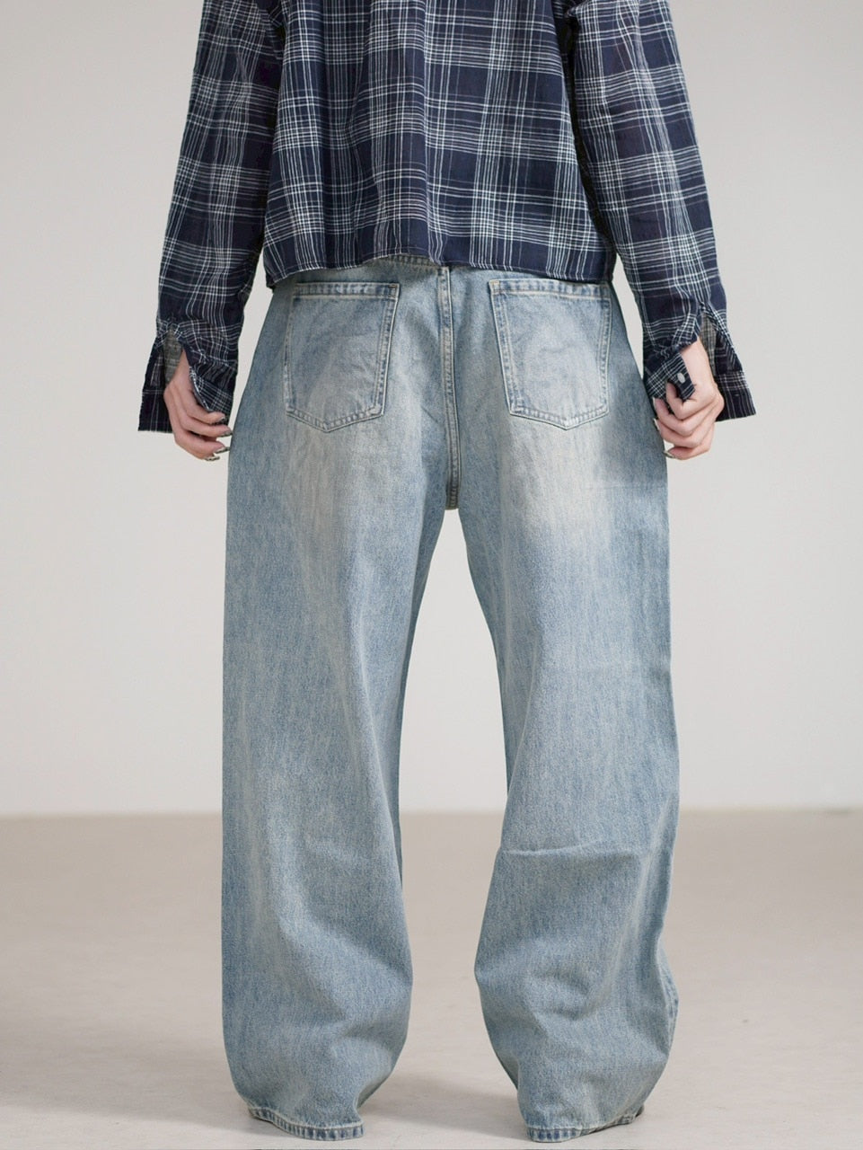 【Chikashitsu +】dirty wash semi wide denim (2color) / 【チカシツプラス】ダーティーウォッシングセミワイドデニムパンツ