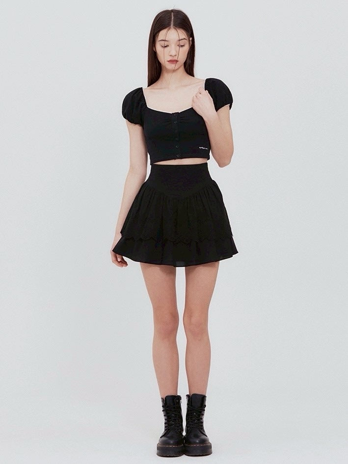 【NOTYOURROSE】Lace square t-shirt