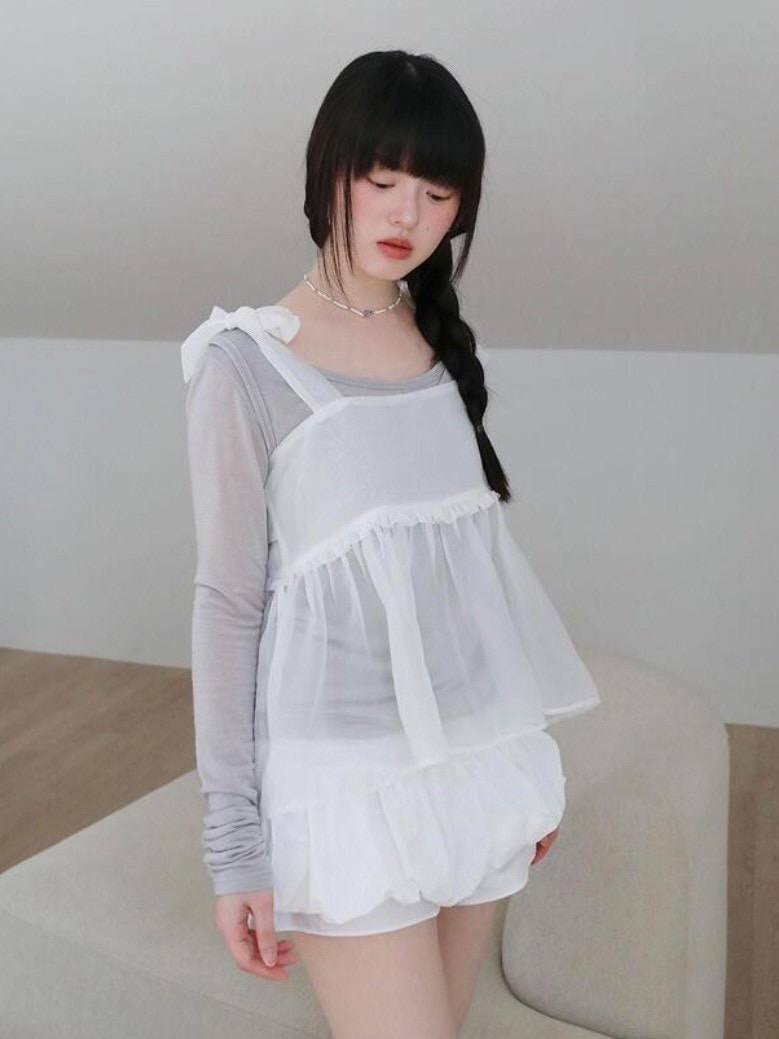【Uglyshadow】ORGANZA RIBBON BLOUSE