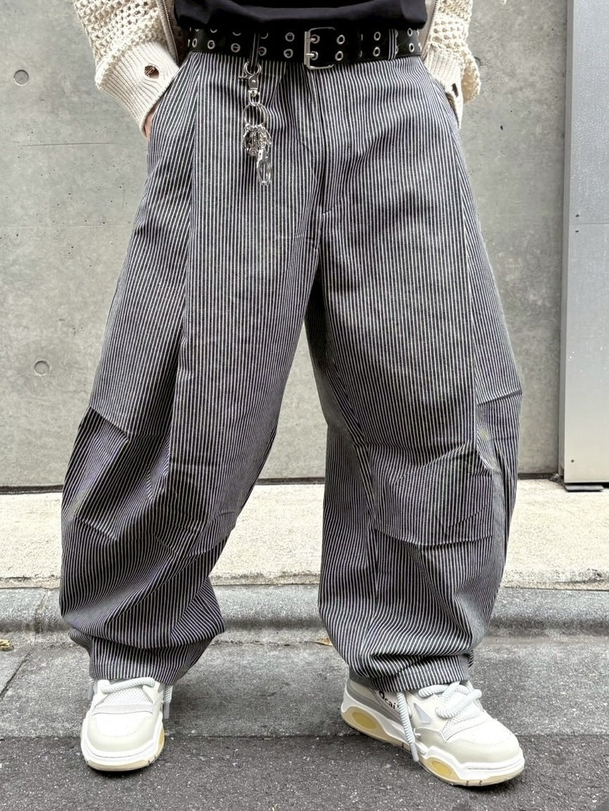 受注制【nmtc +】stripe over denim pants (2color)