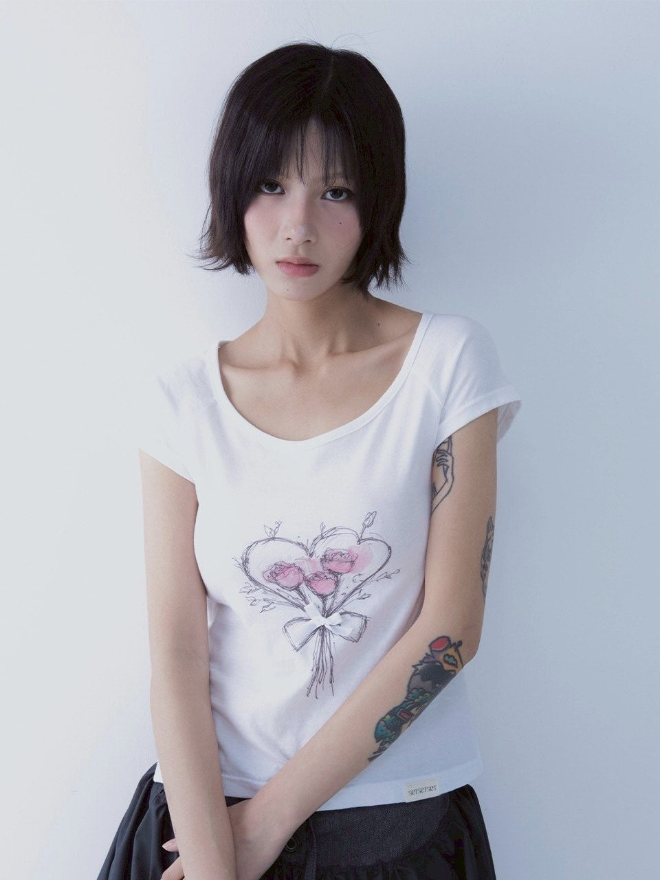 【SETSETSET】ROSE HEART T SHIRTS