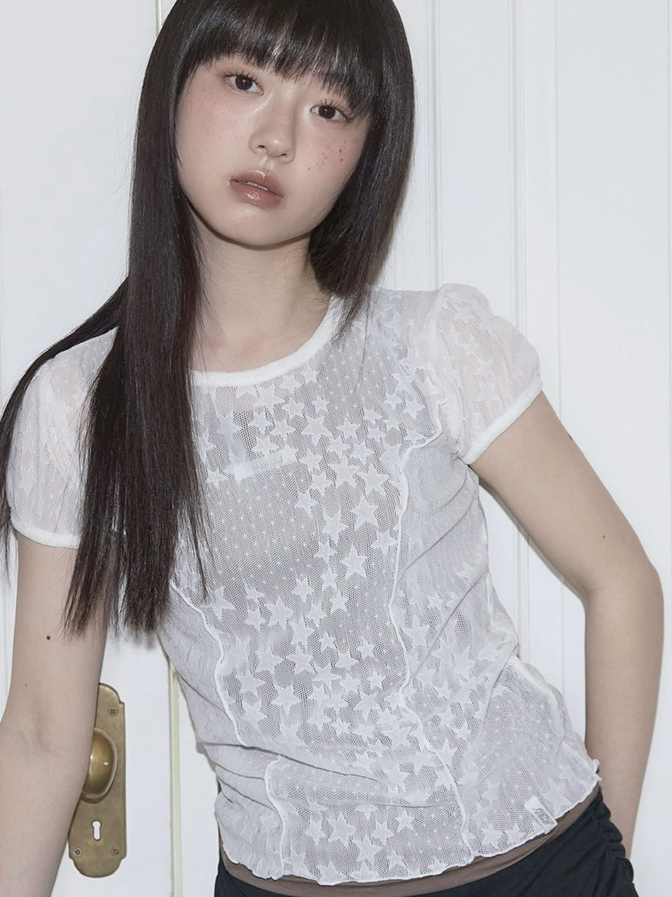 【FANCY CLUB】Wave Puff Lace Tee