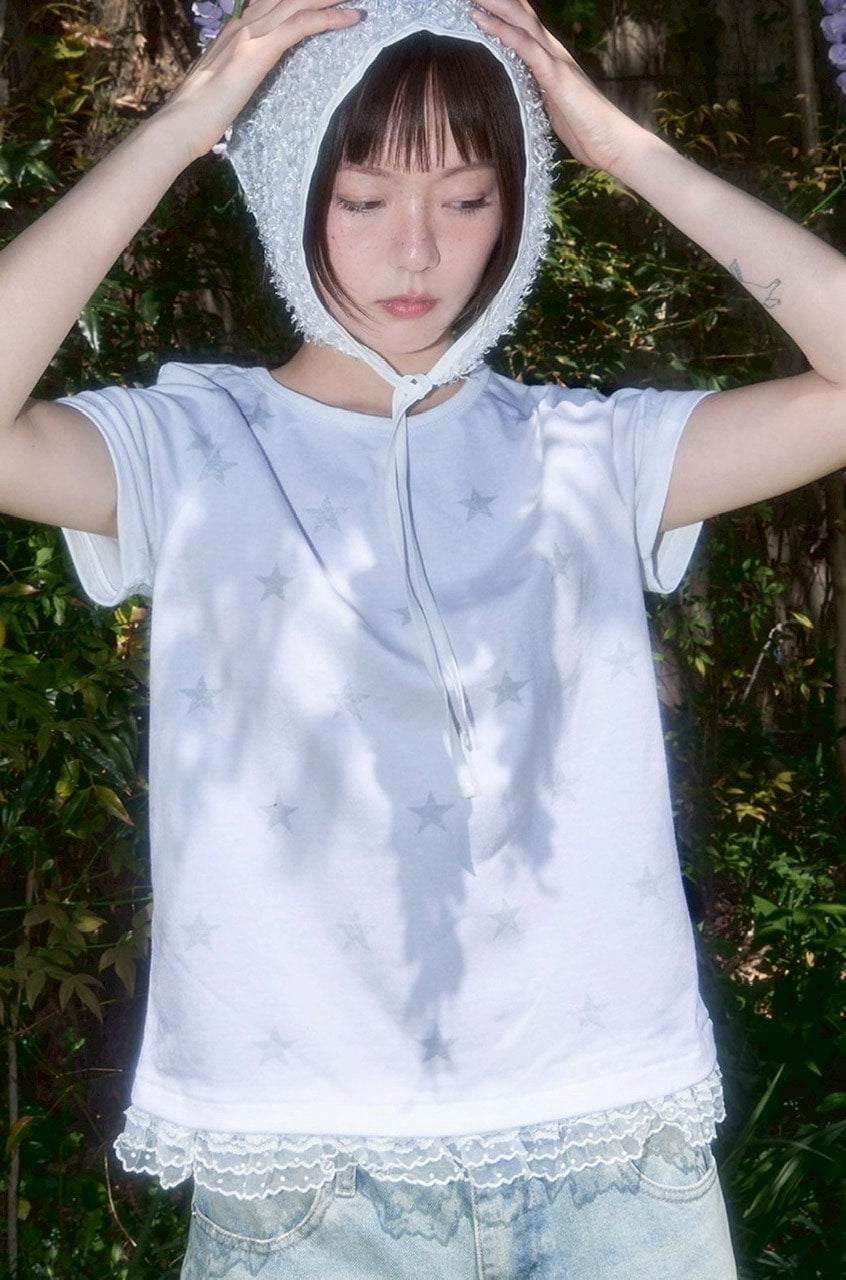 【FANCY CLUB】Lace Star Layered Tee / 【ファンシークラブ】レーススターレイヤード半袖Tシャツ