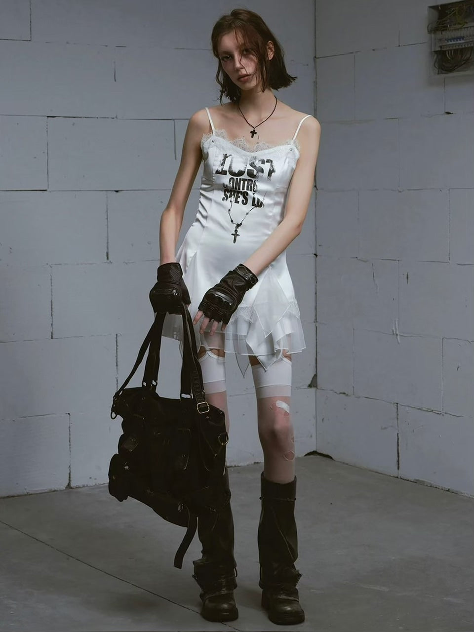 【Cest Nous】Satin Lace Camisole Dress / 【セヌー】サテンレースキャミワンピース