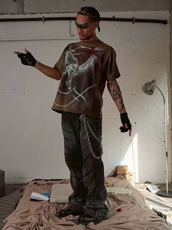 【DND4DES】SCRATCH MARKS DISTRESSED FLARED JEANS