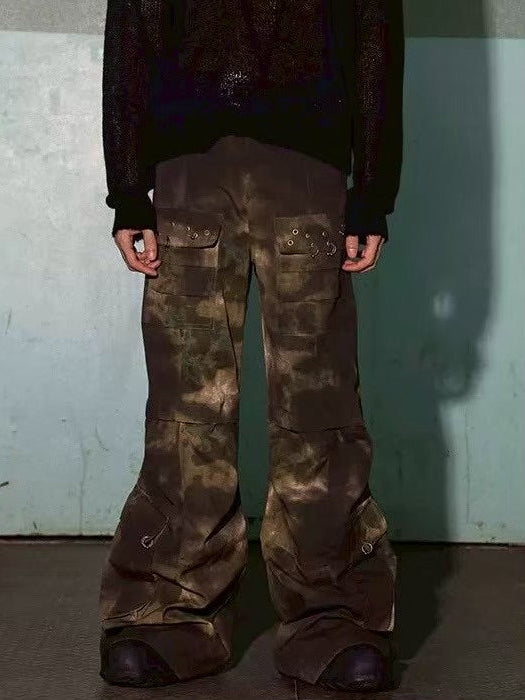 【DND4DES】CAMO DISTRESSED OVERSIZE CARGO PANTS