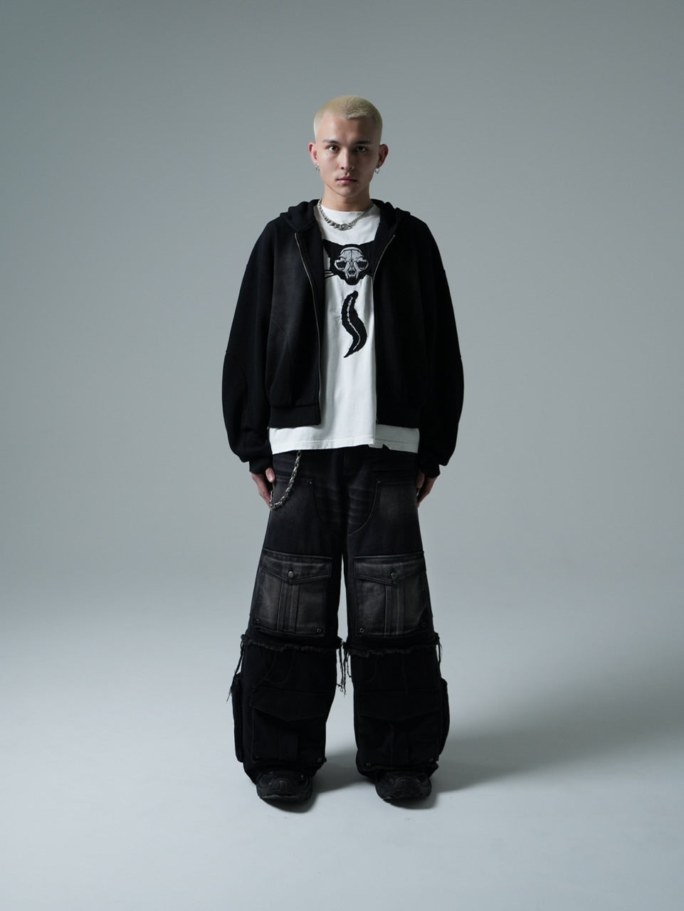 【CHIKASHITSU PLUS HIGH】Rust waffle zip up hoodie