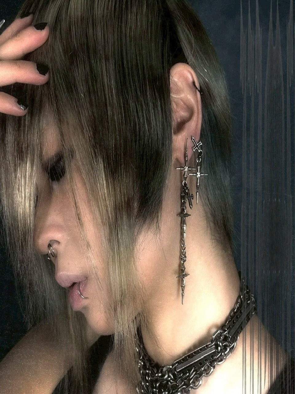 【IIIMIII】Double Cross Earrings / 【イアミ】ダブルクロスピアス