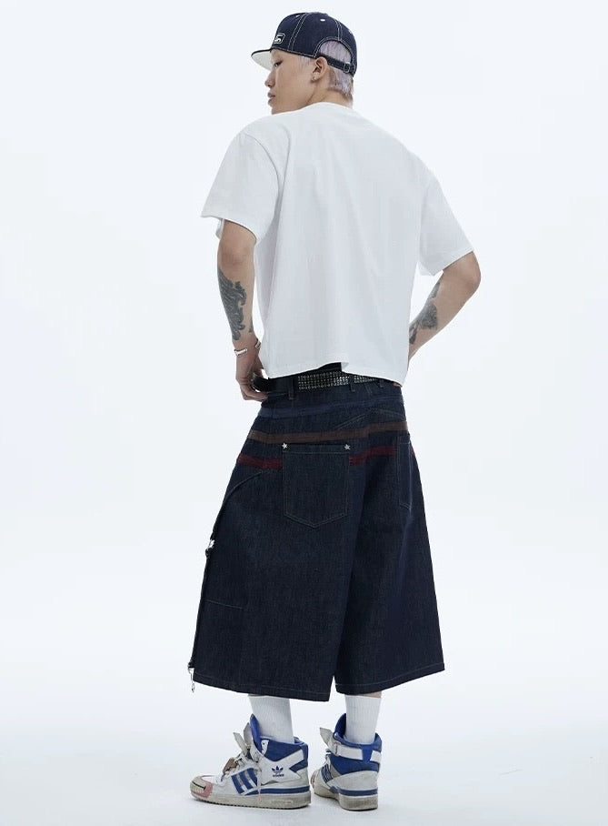 【DND4DES】COLORFUL SUEDE RAW DENIM SHORTS