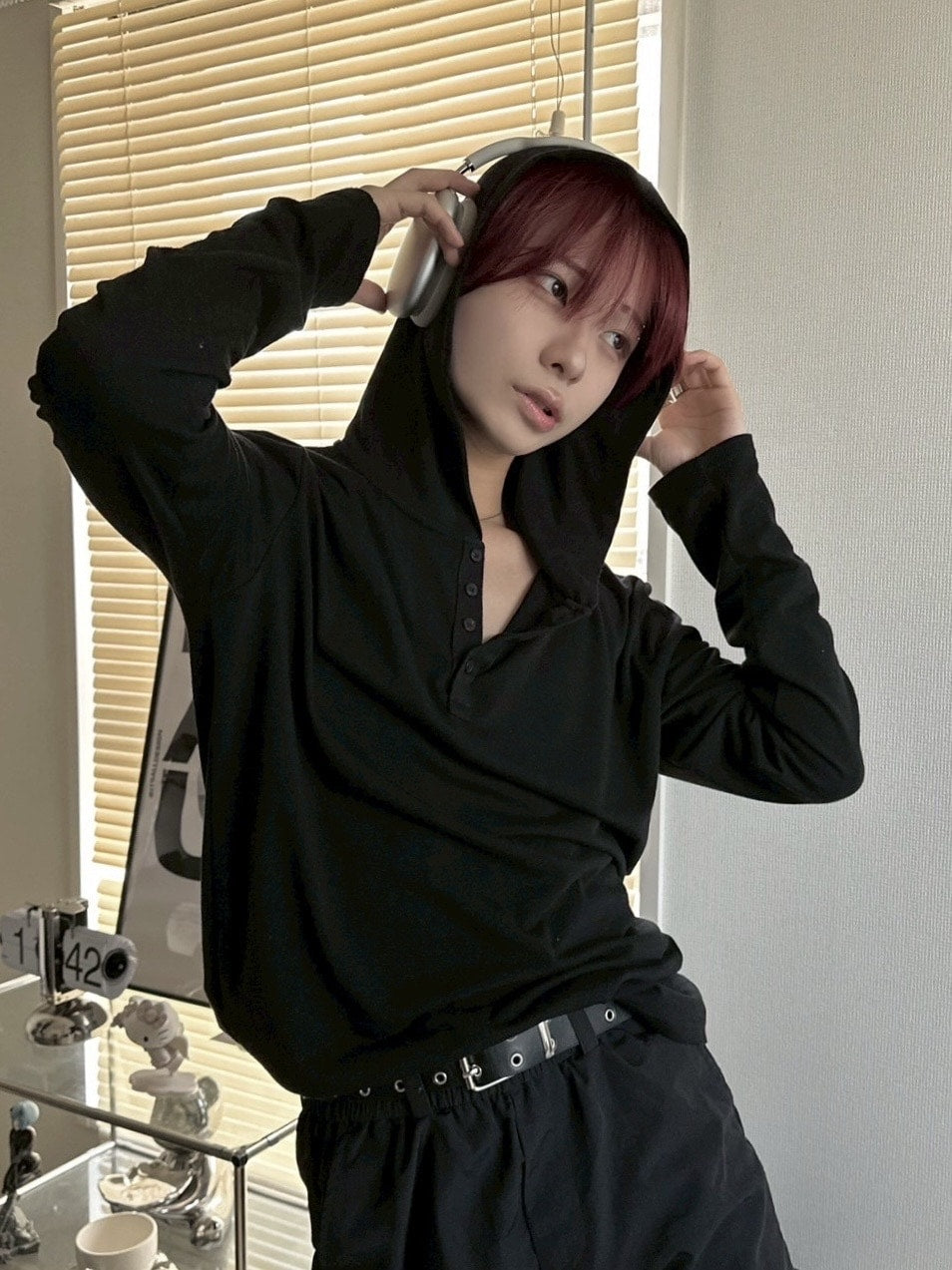 受注制【LUV CODE】hooded long sleeve tee (2color)