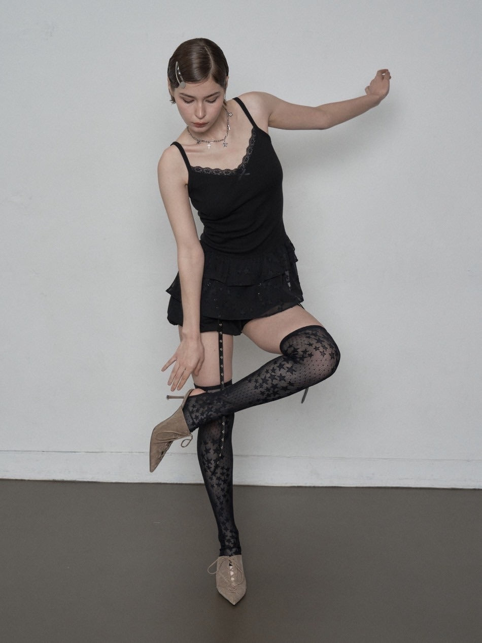 【SETUP‐EXE】CHIFFON FRILL SLEEVELESS / 【セットアップエグゼ】シフォンフリルキャミソール