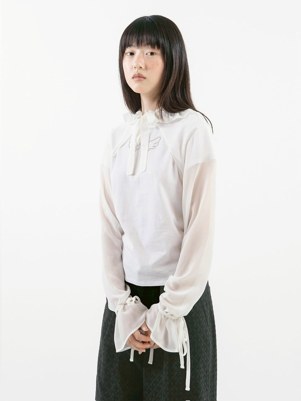 【TUOMIO】CHIFFON HOODED BOLERO / 【トゥオミオ】シフォンフードボレロ