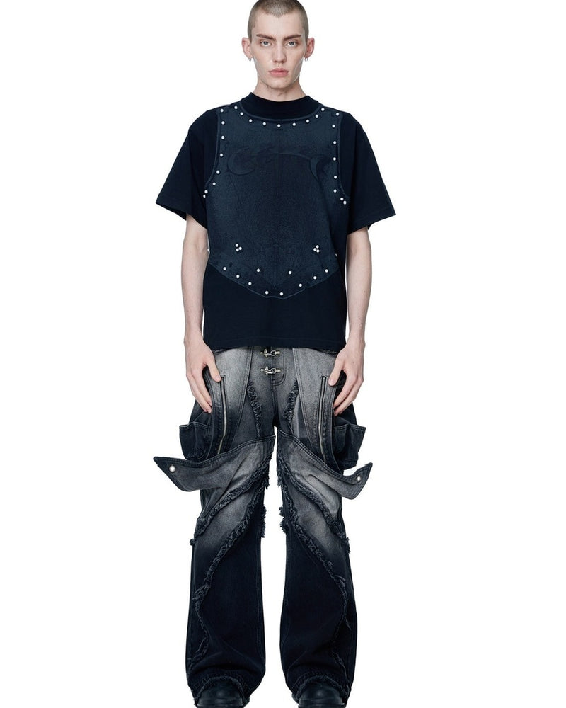 【The Boy Has No Patience】LUMINOUS DAWN PEARL ARMOR TEE / 【ザボーイハズノーペーシェンス】パールアーマーデザイン半袖Tシャツ