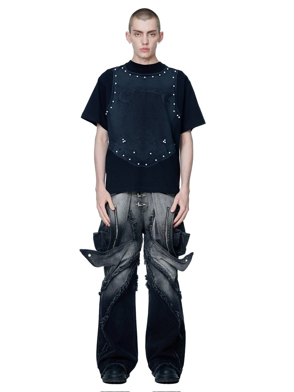 【The Boy Has No Patience】LUMINOUS DAWN PEARL ARMOR TEE / 【ザボーイハズノーペーシェンス】パールアーマーデザイン半袖Tシャツ