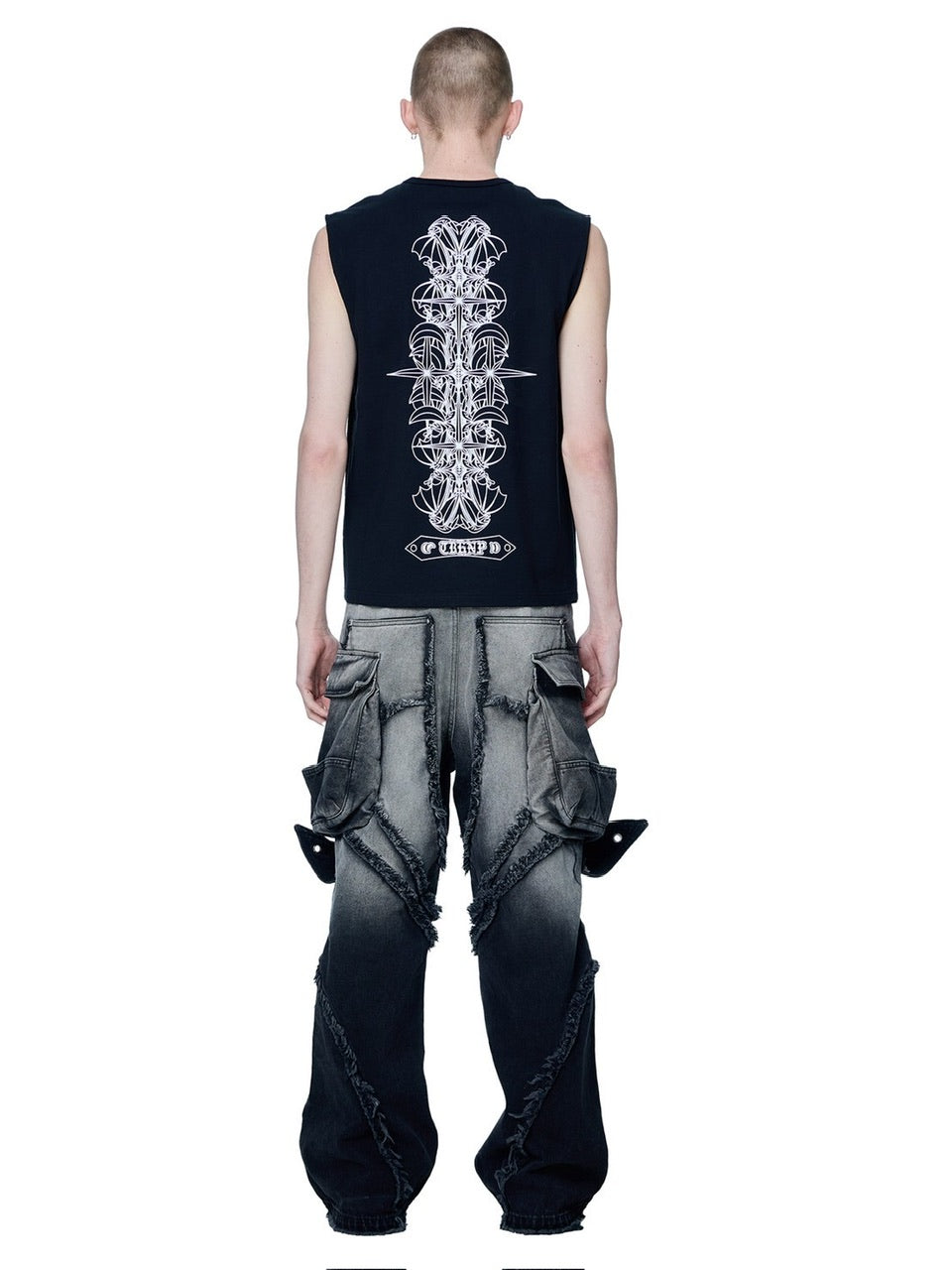 【The Boy Has No Patience】LUMINOUS DAWN ASTRAL METAL LOGO SHADOWBAT VEST / 【ザボーイハズノーペーシェンス】メタルロゴバックプリントロゴタンクトップ